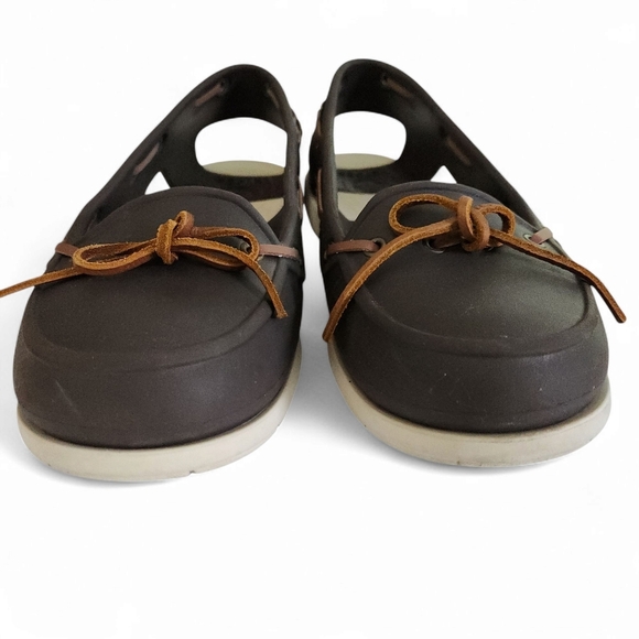 CROCS Beach Line boat shoes brown size 10 - Picture 5 of 12